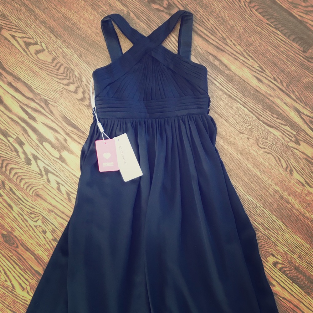 Chiffon Junior Bridesmaid Dress with Ruffle Bow.